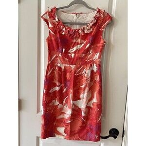 Maggy London Size 6P Petite Coral Print Sheath Dress Career Dress
